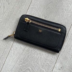 Tom Ford Leather Classic TF Wallet Black and Gold